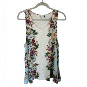 Anthropologie Akemi & Kin Gardenia Floral Button Down Tank Womens Sz Large